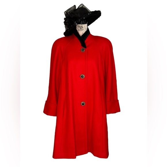 JOFELD/Vintage Red Wool Coat/Wool Swing Coat/Size Small - Picture 1 of 7